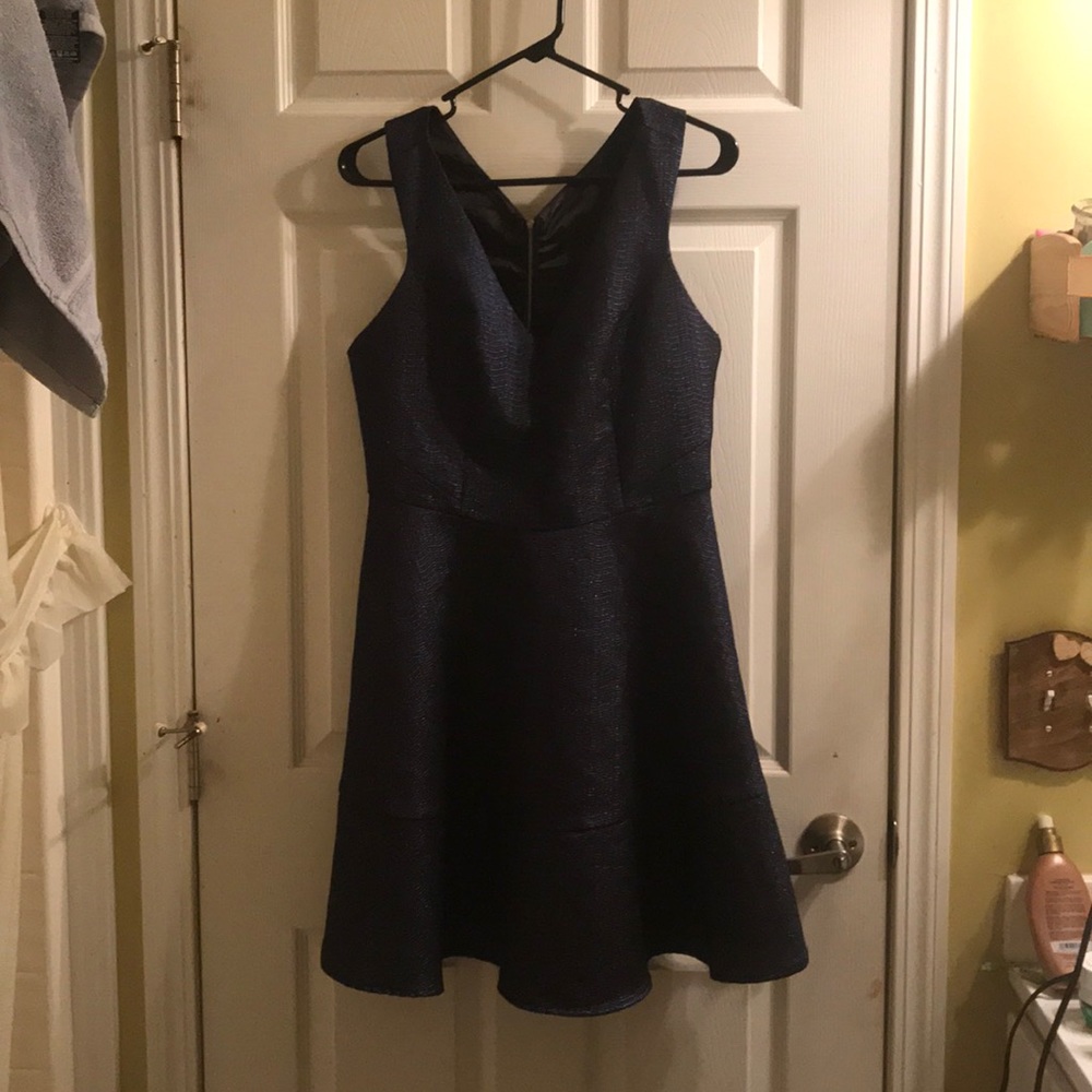 Iridescent navy blue structured dress